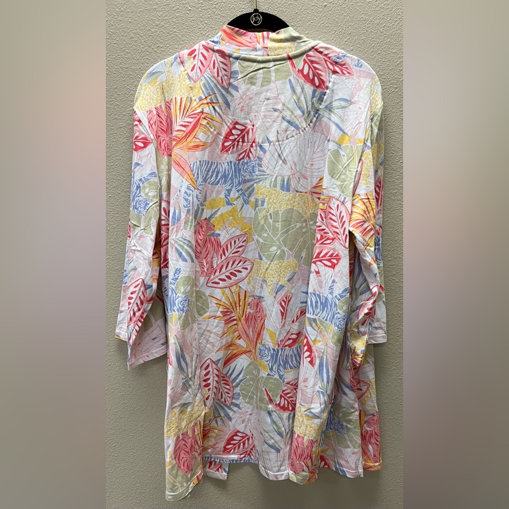 Cuddl Duds - Med - NEW No Tags - Floral Yellow/Coral Short Robe - Picture 8 of 8